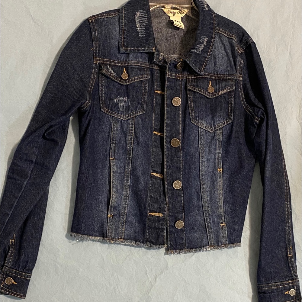 Dark Blue Distressed Jean Jacket